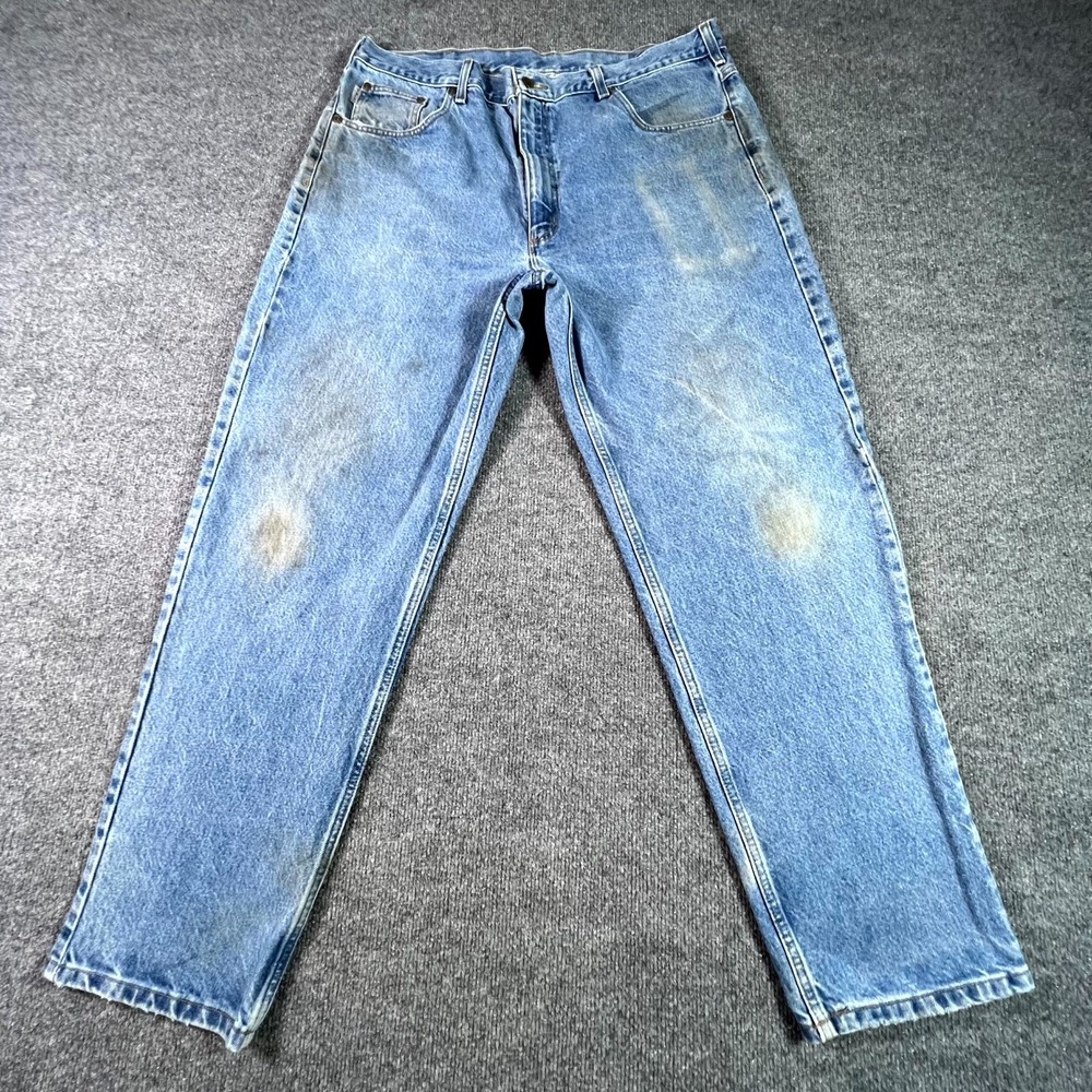 Carhartt Jeans Mens 40x32 Blue Denim B17 Relaxed Fit Straight Workwear Pants